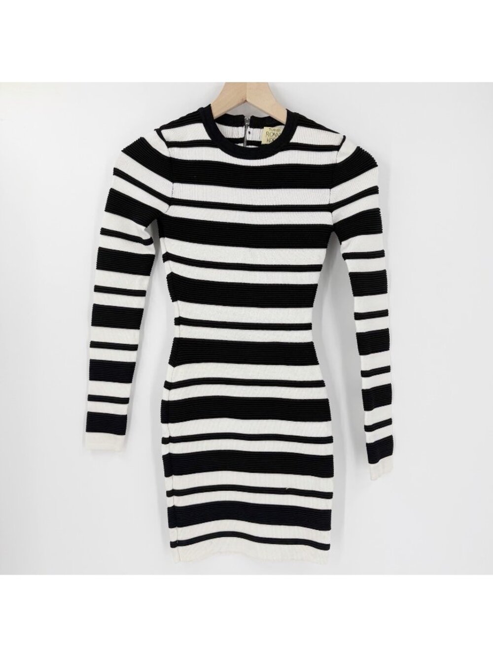 TORN by Ronny Kobo Bodycon Striped Dress Ribbed Knit XS